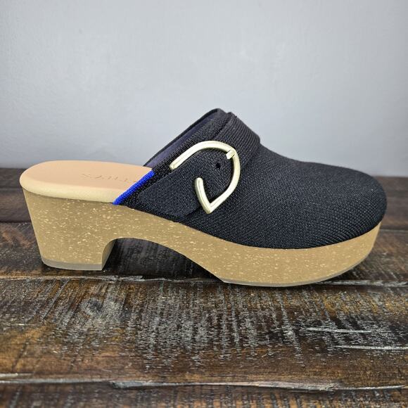 NEW Rothys The Casual Clog Heeled Womens 6 Platform Slip On Buckle Shoes Black - Picture 5 of 11